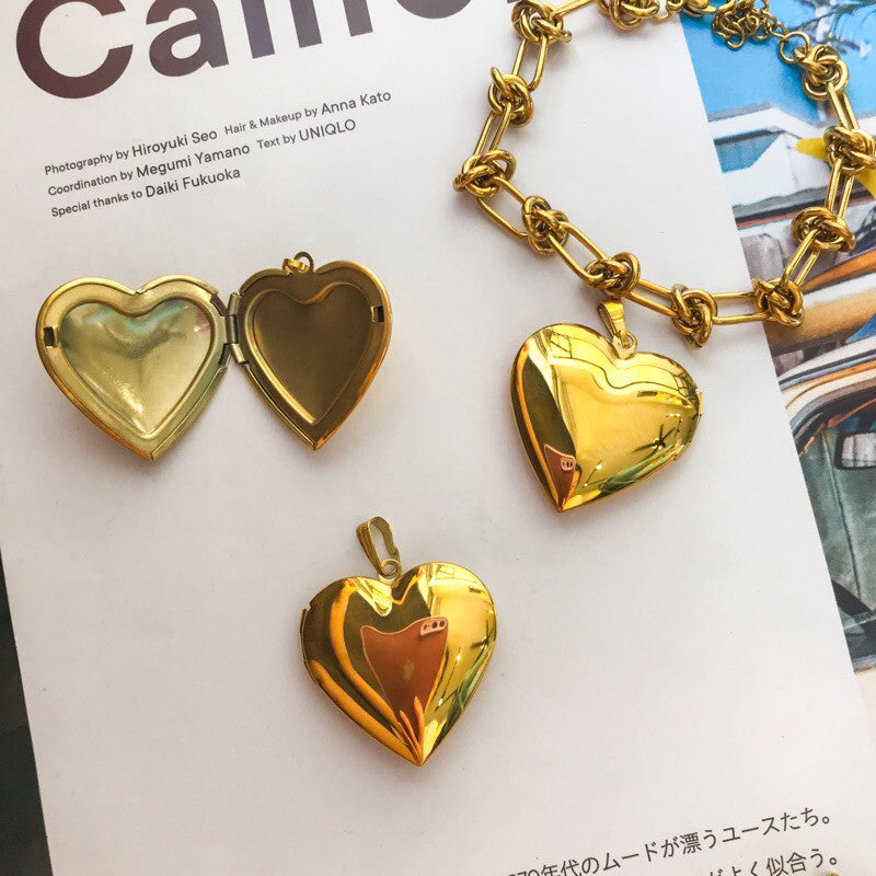 Big Love locket pendant - stainless steel gold pvd