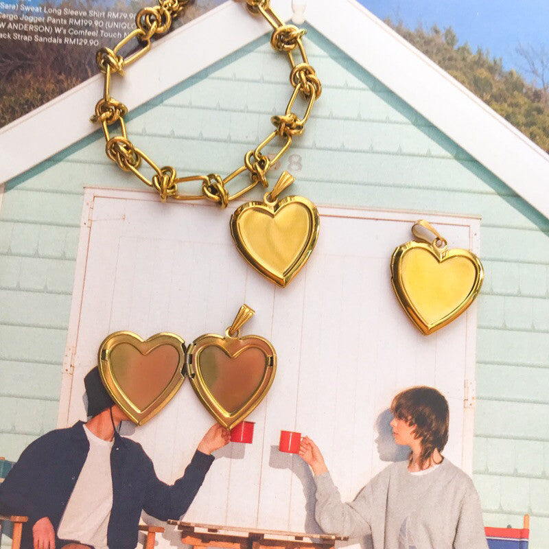 Big Love locket pendant - stainless steel gold pvd