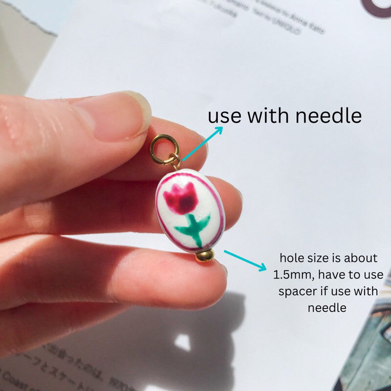 Porcelain flower charm for DIY jewellery necklace pendant for earrings colourful flower