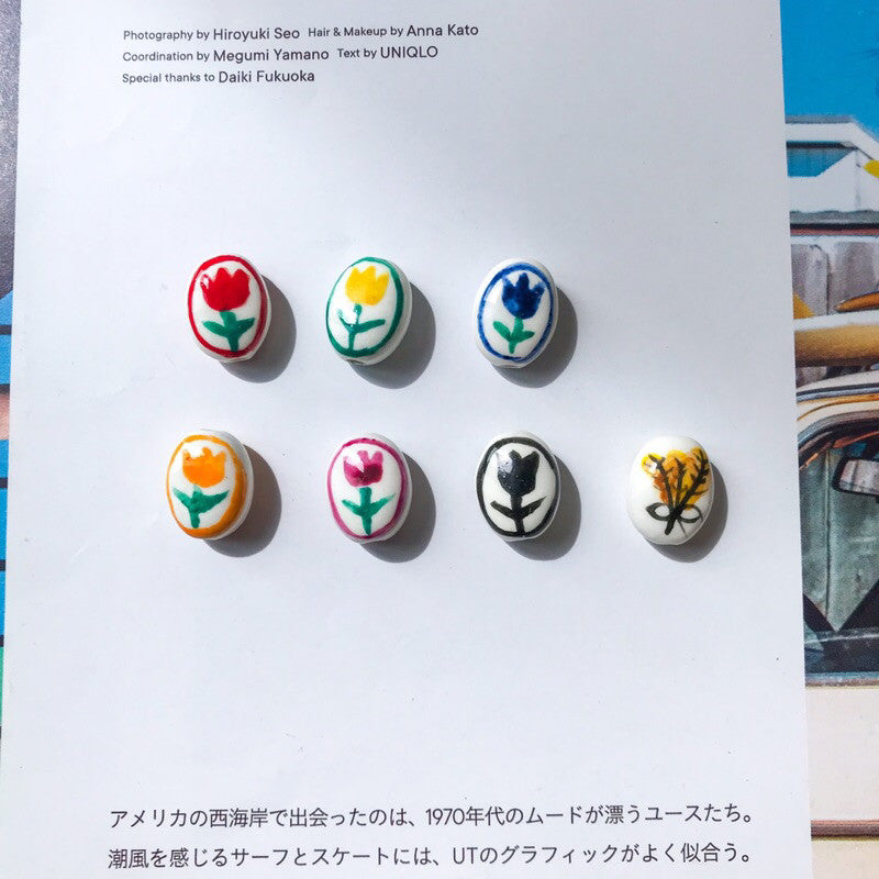 Porcelain flower charm for DIY jewellery necklace pendant for earrings colourful flower
