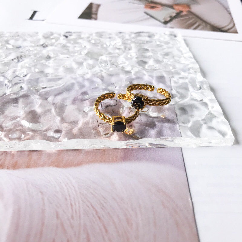 Stainless steel adjustable ring with zirconia stone sparkle jewellery gold ring for ladies diamond ring peridot stone