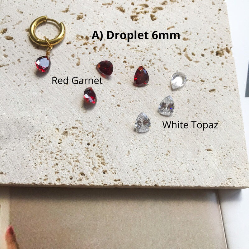 Crystal pendant 1 pc love droplet rectangle pendant - White topaz Peridot red garnet black agate gemstones jewellery