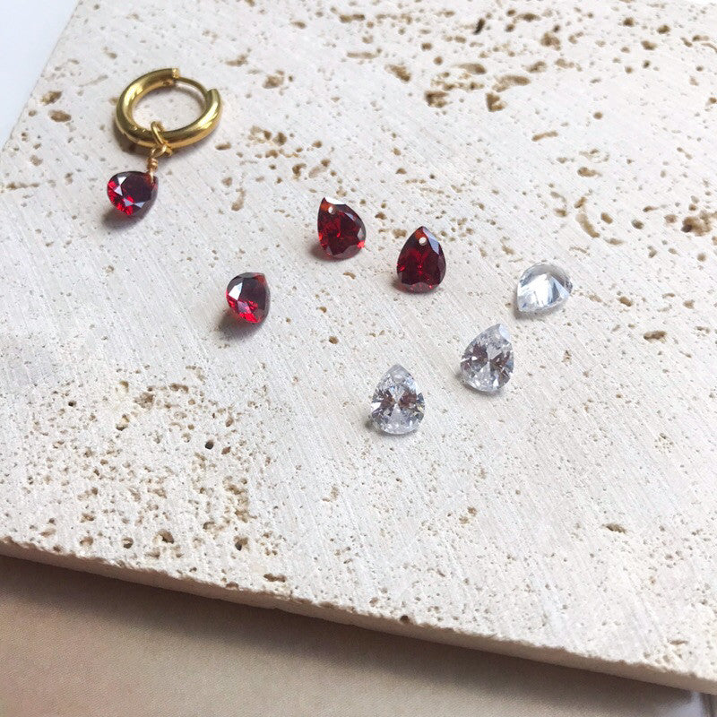 Crystal pendant 1 pc love droplet rectangle pendant - White topaz Peridot red garnet black agate gemstones jewellery