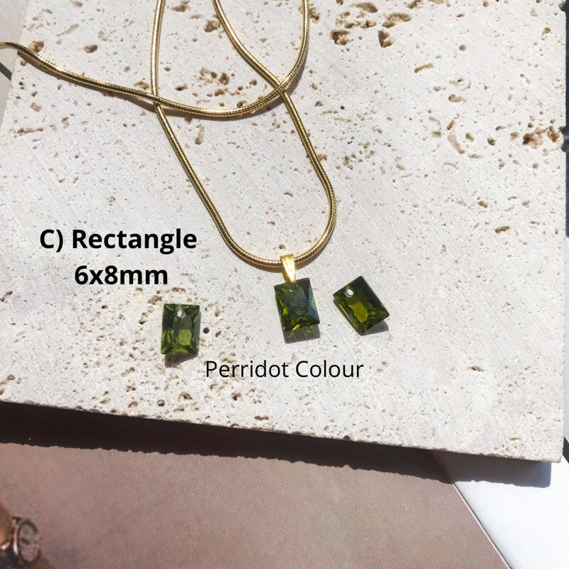 Crystal pendant 1 pc love droplet rectangle pendant - White topaz Peridot red garnet black agate gemstones jewellery