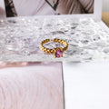 Stainless steel adjustable ring with zirconia stone sparkle jewellery gold ring for ladies diamond ring peridot stone