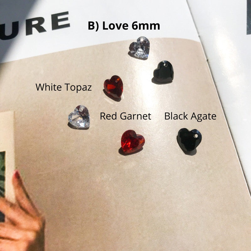 Crystal pendant 1 pc love droplet rectangle pendant - White topaz Peridot red garnet black agate gemstones jewellery