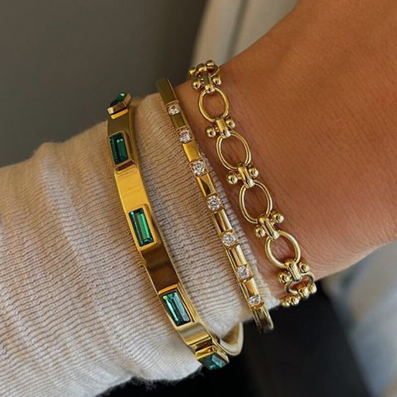 Gold Bangle in Stainless steel material/ Bracelet jewellery for lady accessories fashion necklace earrings