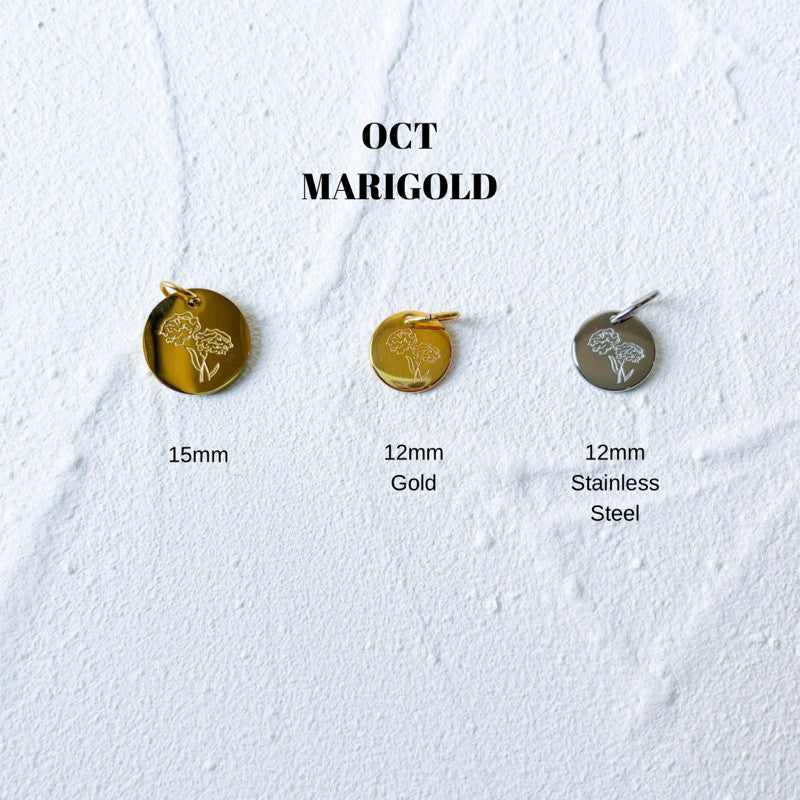 Birth Flower Pendant - gold stainless steel