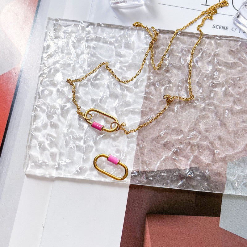 Stainless steel Rectangular pendant colourful charm for jewellery accessories/ gold pendant lock pendant