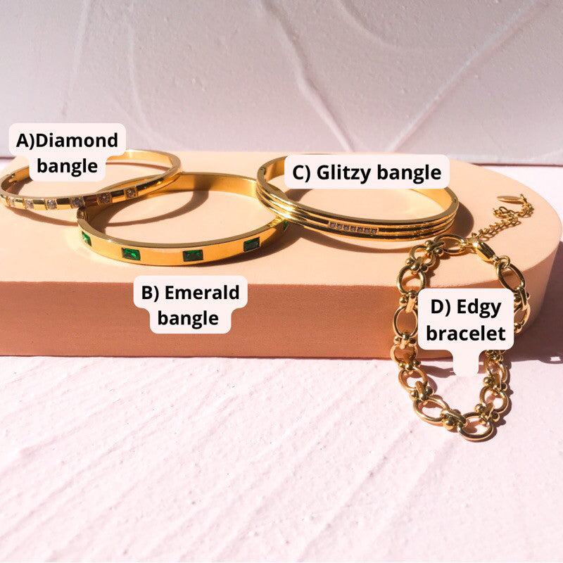 Gold Bangle in Stainless steel material/ Bracelet jewellery for lady accessories fashion necklace earrings