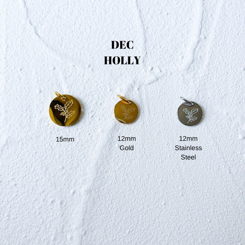 Birth Flower Pendant - gold stainless steel