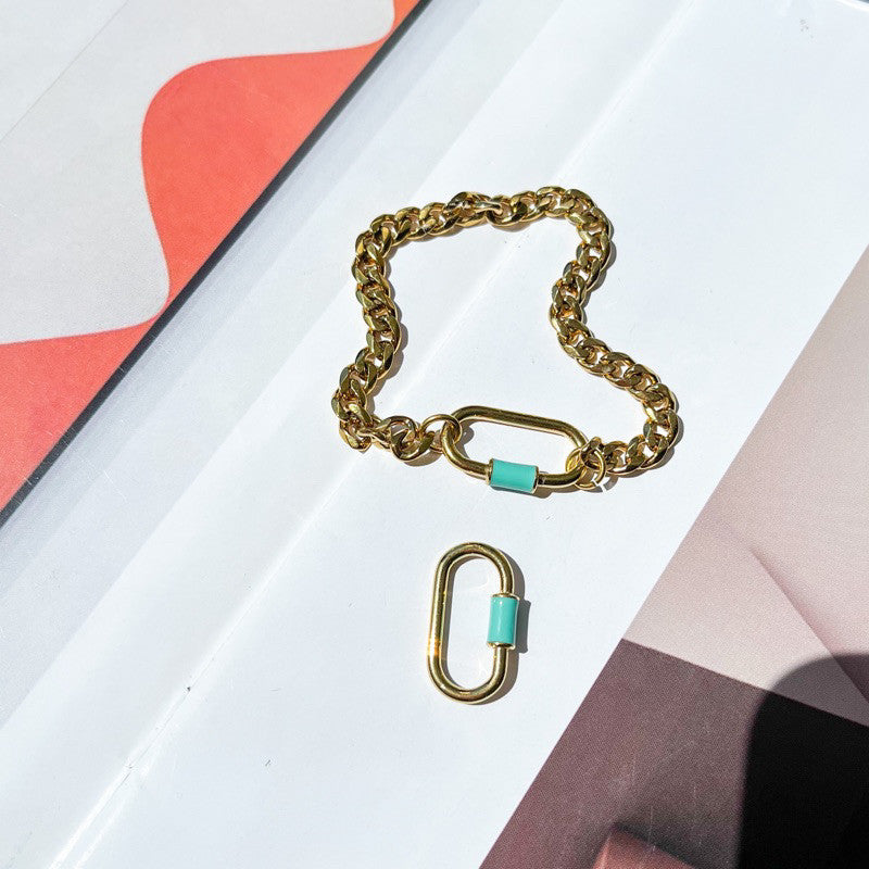 Stainless steel Rectangular pendant colourful charm for jewellery accessories/ gold pendant lock pendant