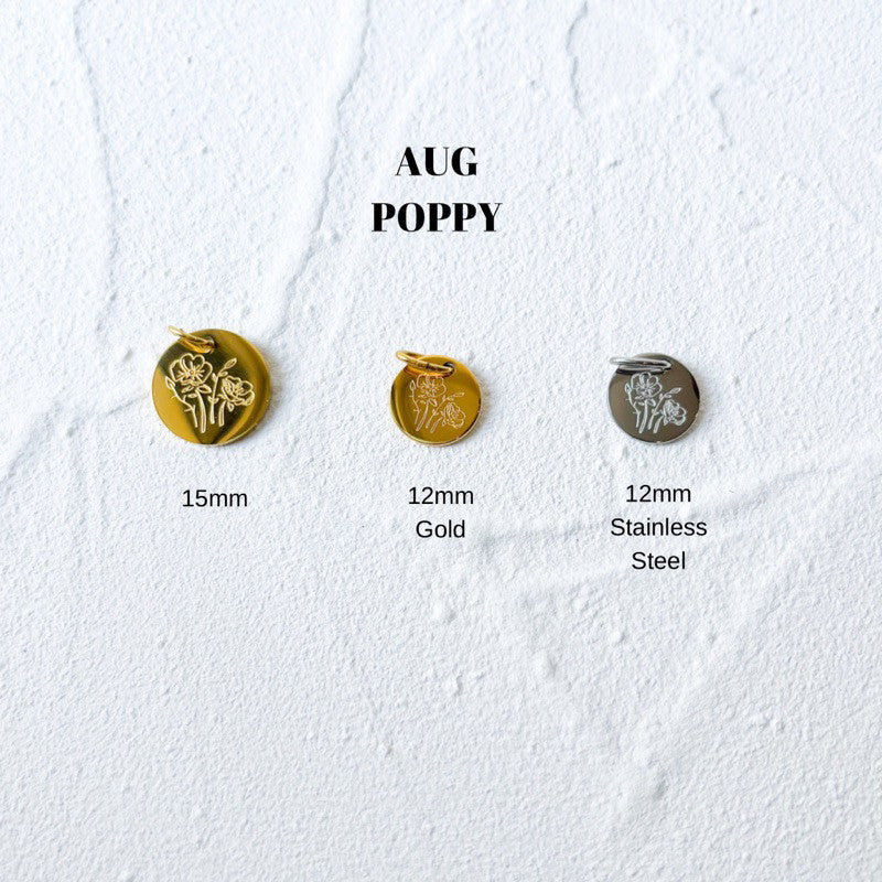 Birth Flower Pendant - gold stainless steel