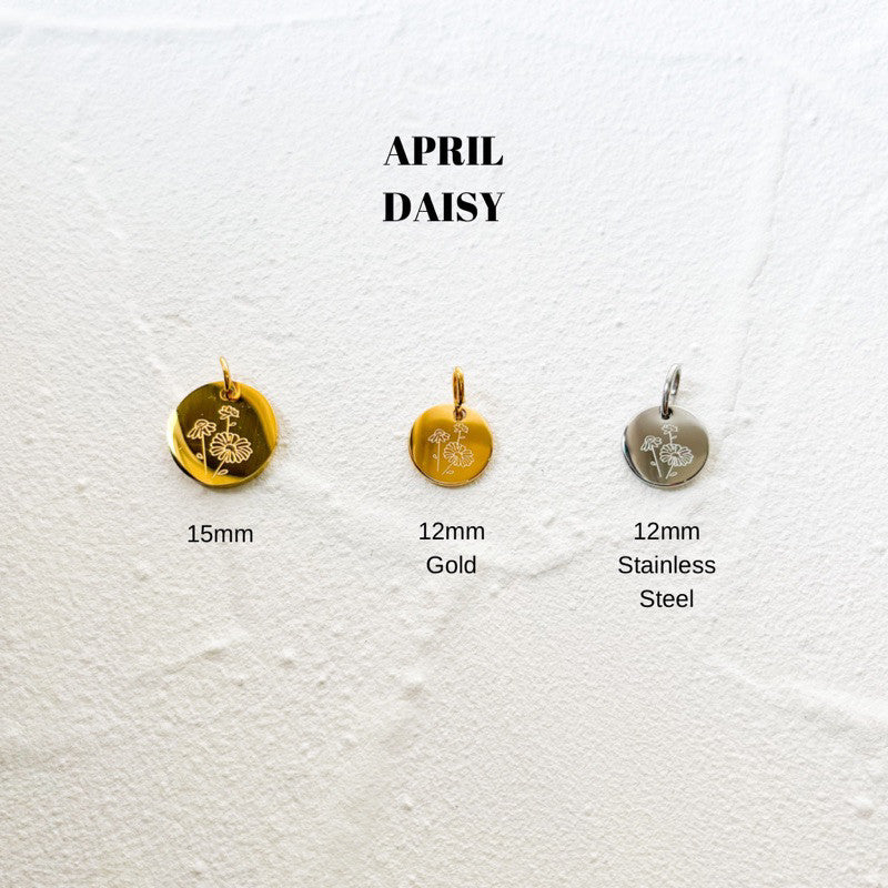 Birth Flower Pendant - gold stainless steel