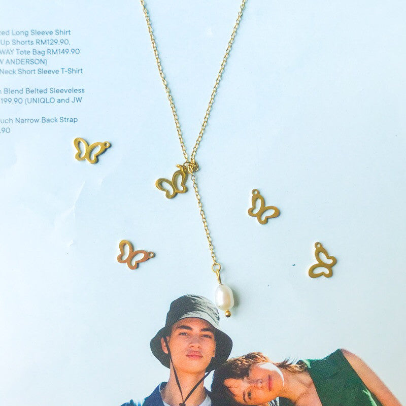 Butterfly ribbon pendant - Stainless steel