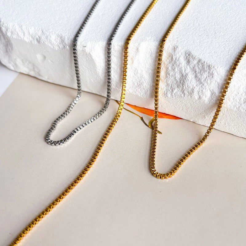 Stainless steel square boxchain 1 meter for diy jewellery handmade necklace bracelet gold chain