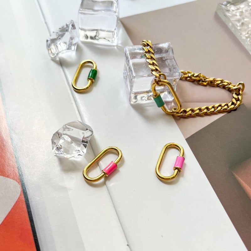 Stainless steel Rectangular pendant colourful charm for jewellery accessories/ gold pendant lock pendant