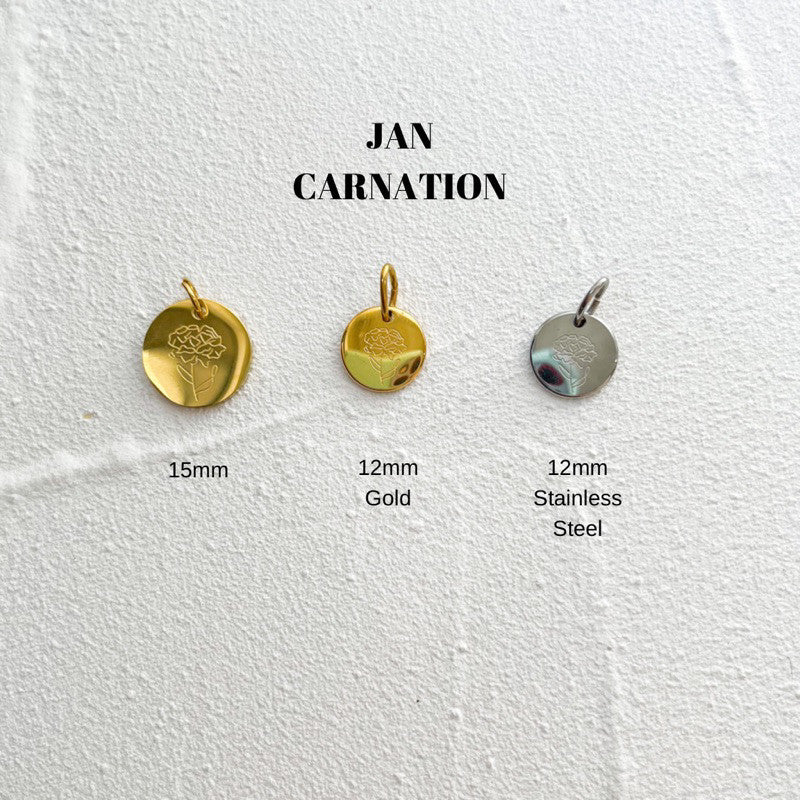 Birth Flower Pendant - gold stainless steel