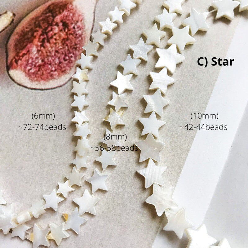 White shell beads 1 strand/ DIY jewellery heart shaped star moon flower accessories for necklace Jewelry bracelet