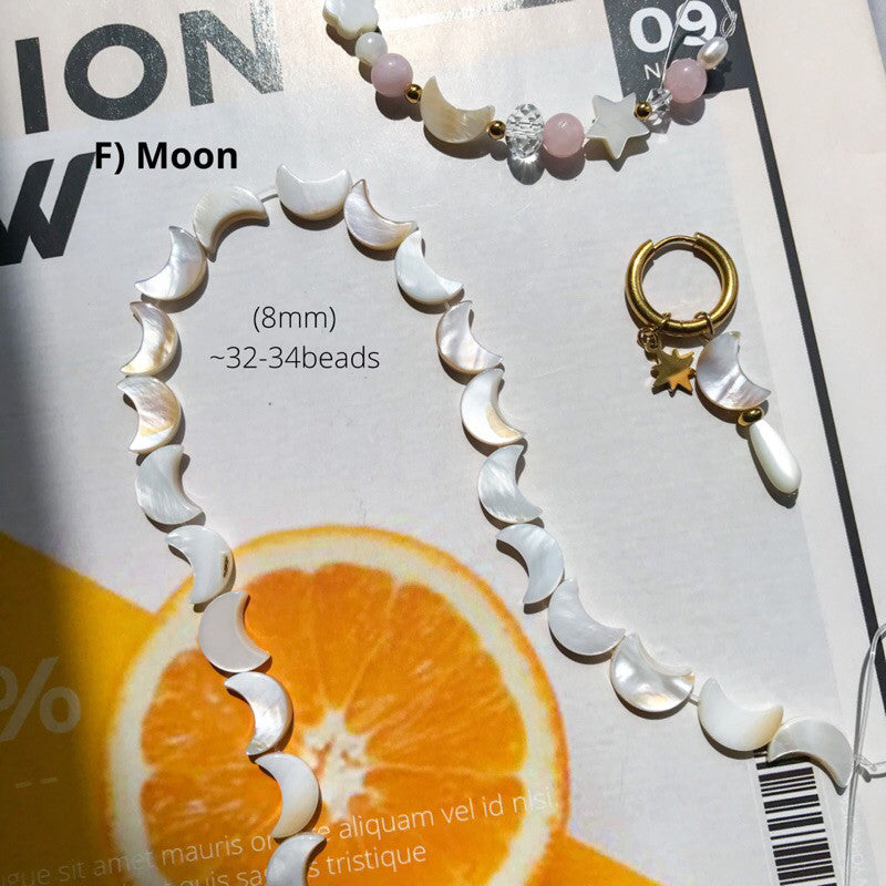 White shell beads 1 strand/ DIY jewellery heart shaped star moon flower accessories for necklace Jewelry bracelet