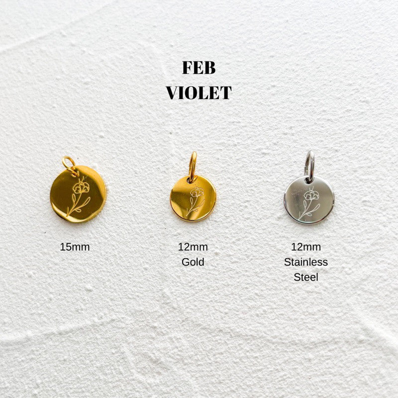 Birth Flower Pendant - gold stainless steel