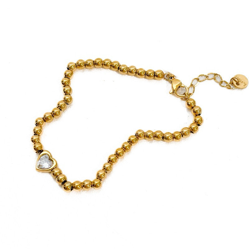[Tarnish resistant] Stainless steel gold bracelet 1pc - love/ zirconia/ butterfly/ teniss chain design