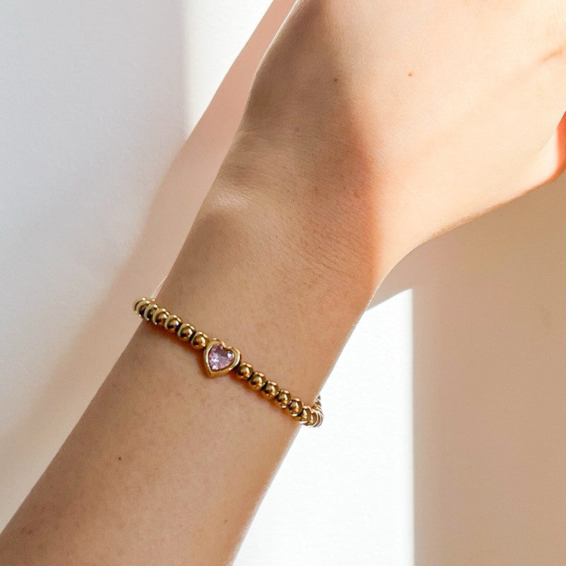 [Tarnish resistant] Stainless steel gold bracelet 1pc - love/ zirconia/ butterfly/ teniss chain design