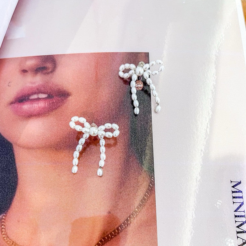 Ribbon earrings 1 pair/ Jewellery earrings lady accessorise/ gold earrings silver earrings