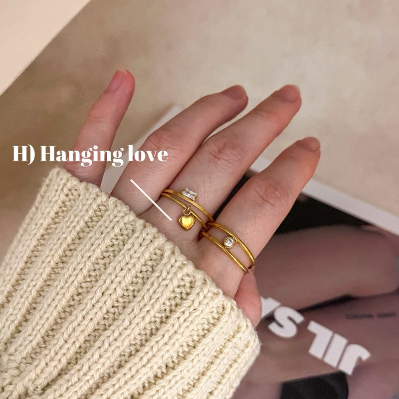 Minimalist ring stainless steel gold ring/ jewellery ring accessories gold cincin zirconia braided love ring