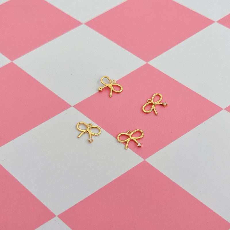 14k gold ribbon bow pendant - real gold plating