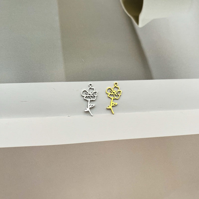 Birthflower pendant 1 pc/ gold Stainless steel initial seriess
