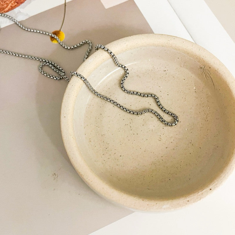 [Ready Necklace] Steel colour stainless steel tarnish free necklace 1 pc