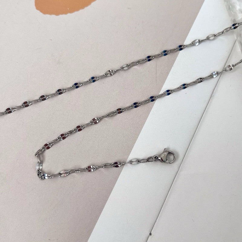 [Ready Necklace] Steel colour stainless steel tarnish free necklace 1 pc