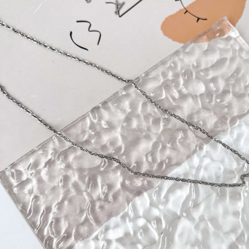 [Ready Necklace] Steel colour stainless steel tarnish free necklace 1 pc
