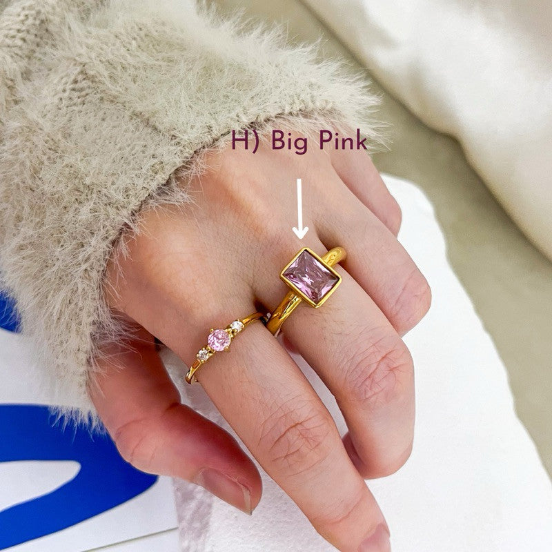 [Pink theme] Stainless steel pink love ring 1 pc/ Water friendly jewellery accessories ladies ring cincin love ring