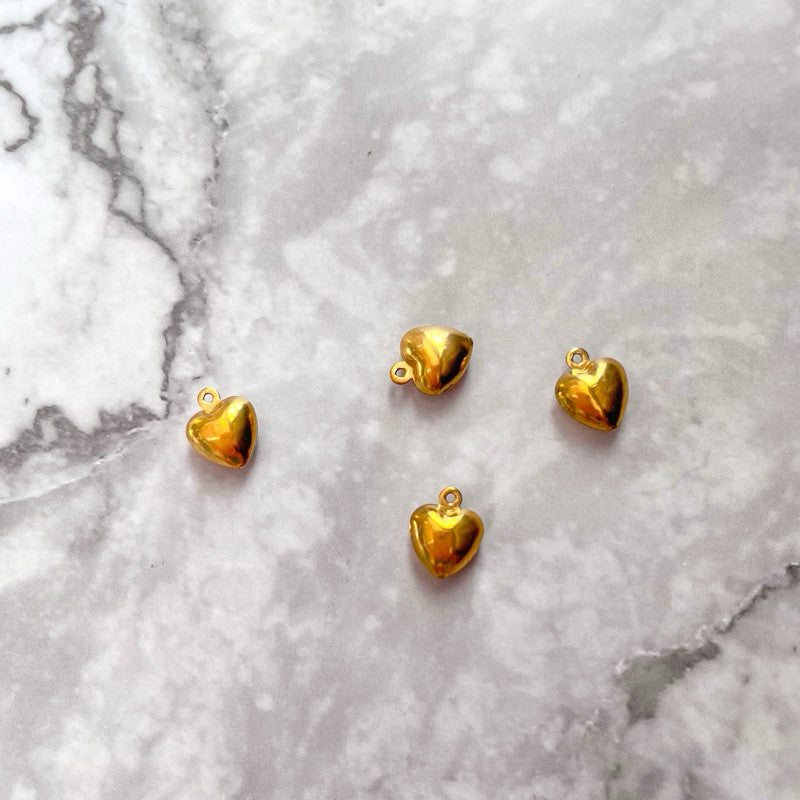 Gold stainless steel love pendant 3x /  hollow heart shape