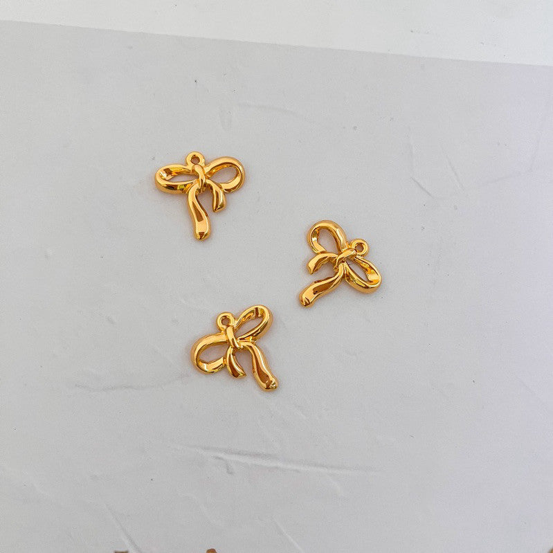 Stainless steel ribbon bow pendant 1 piece/ diy jewellery necklace bracelet charms