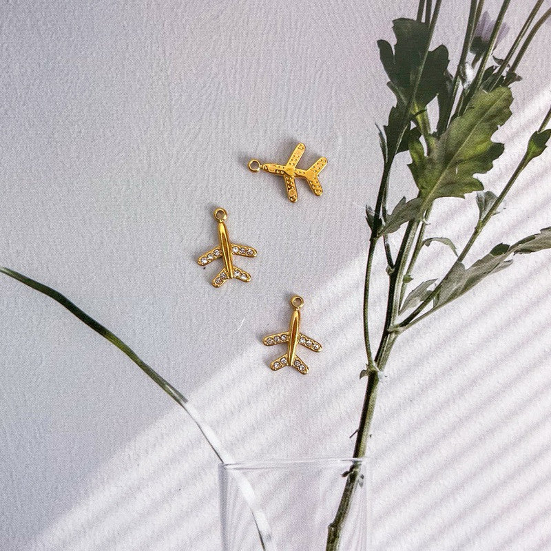 Stainless steel small pendant 1 pc/ love moon rainbow lock key flower aeroplane butterfly shell pendant jewellery