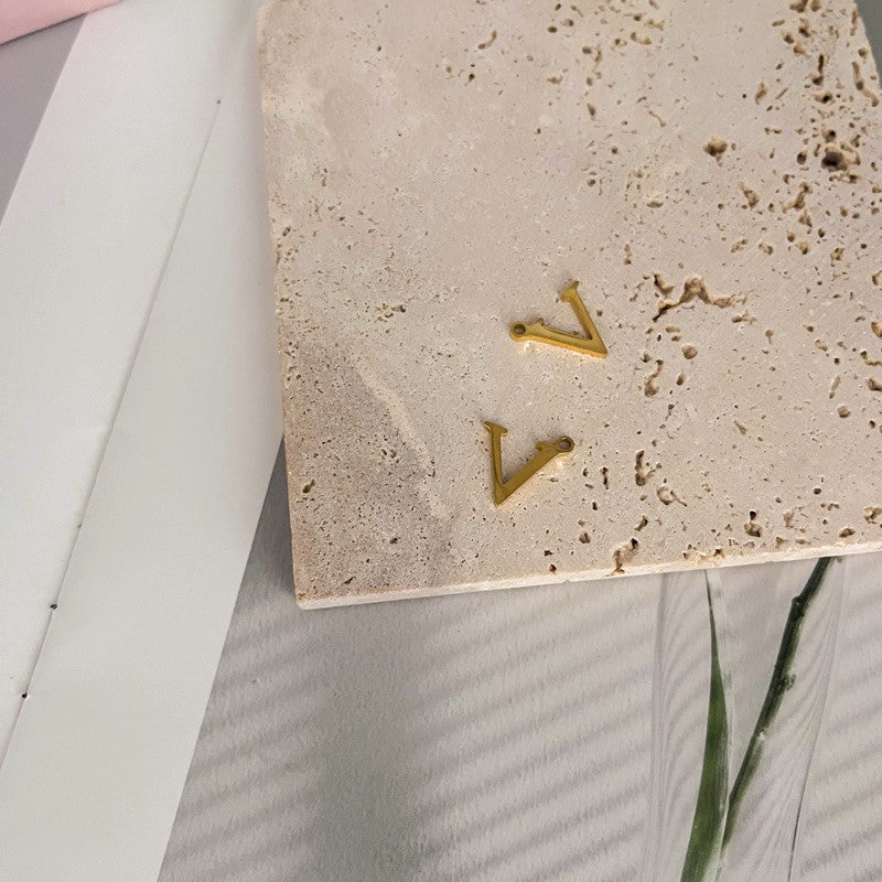 L-V inspired pendant stainless steel gold 1pc/ diy jewellery necklace