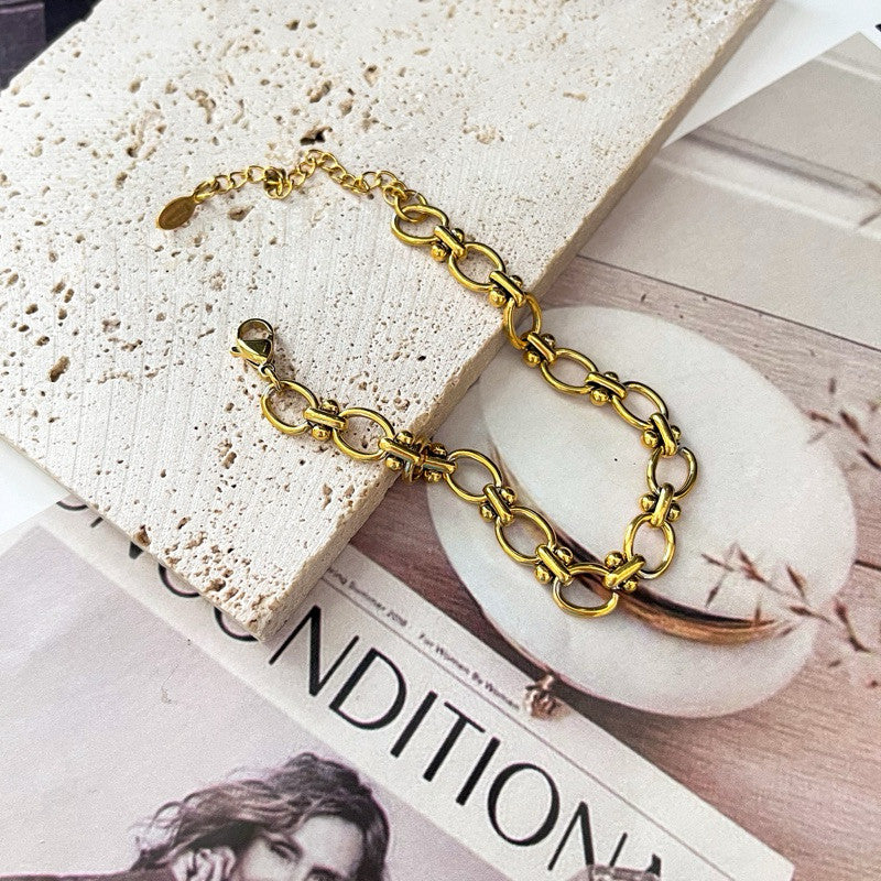 [Tarnish resistant] Stainless steel gold bracelet 1pc - love/ zirconia/ butterfly/ teniss chain design
