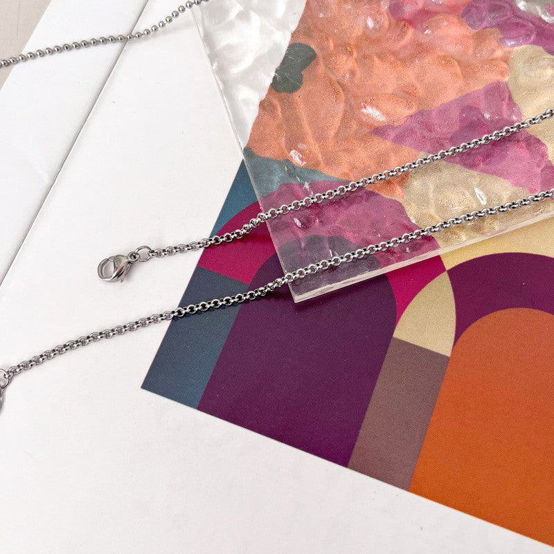 [Ready Necklace] Steel colour stainless steel tarnish free necklace 1 pc