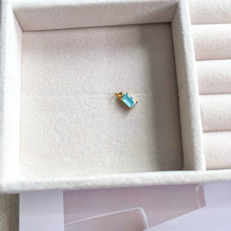 Stainless steel Rectangle zirconia pendant Birthstone 1 pc