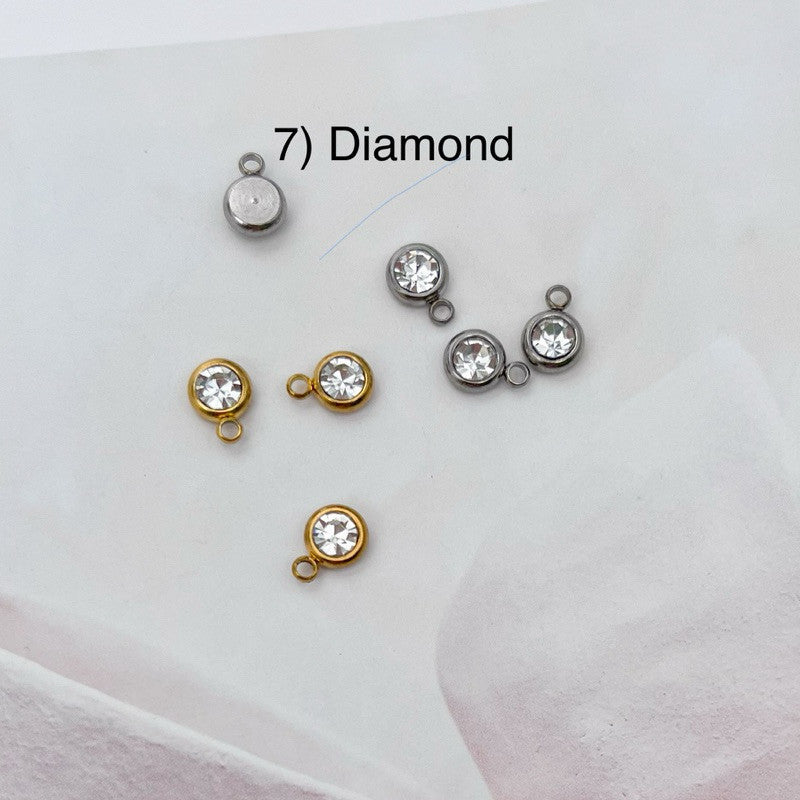 Stainless steel birthstone zirconia pendant 1 pc