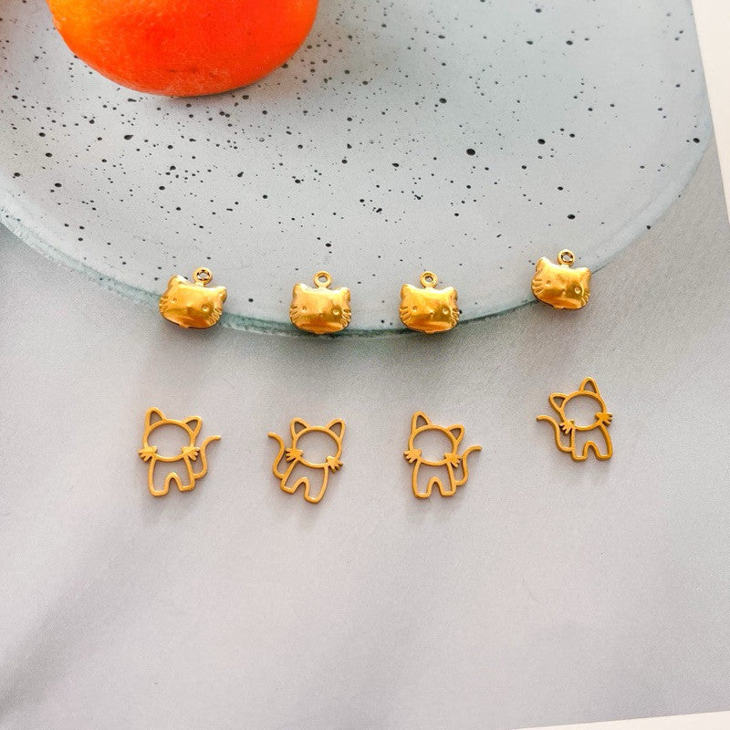 Stainless steel cat pendant in gold/ diy pendant charm cat Kuching necklace