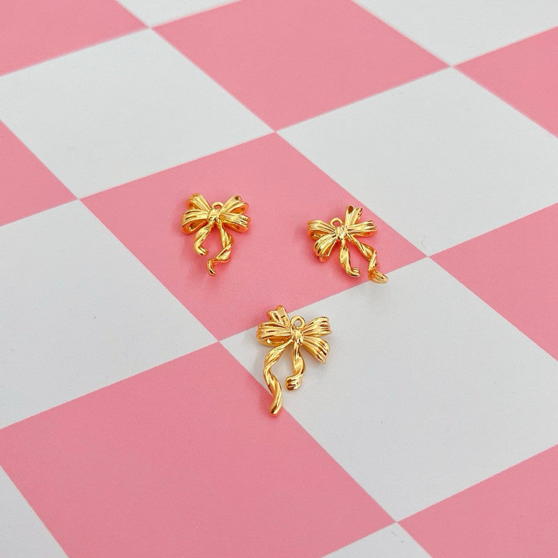 14k gold ribbon bow pendant - real gold plating