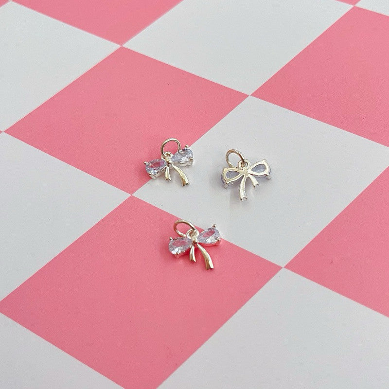 14k gold ribbon bow pendant - real gold plating