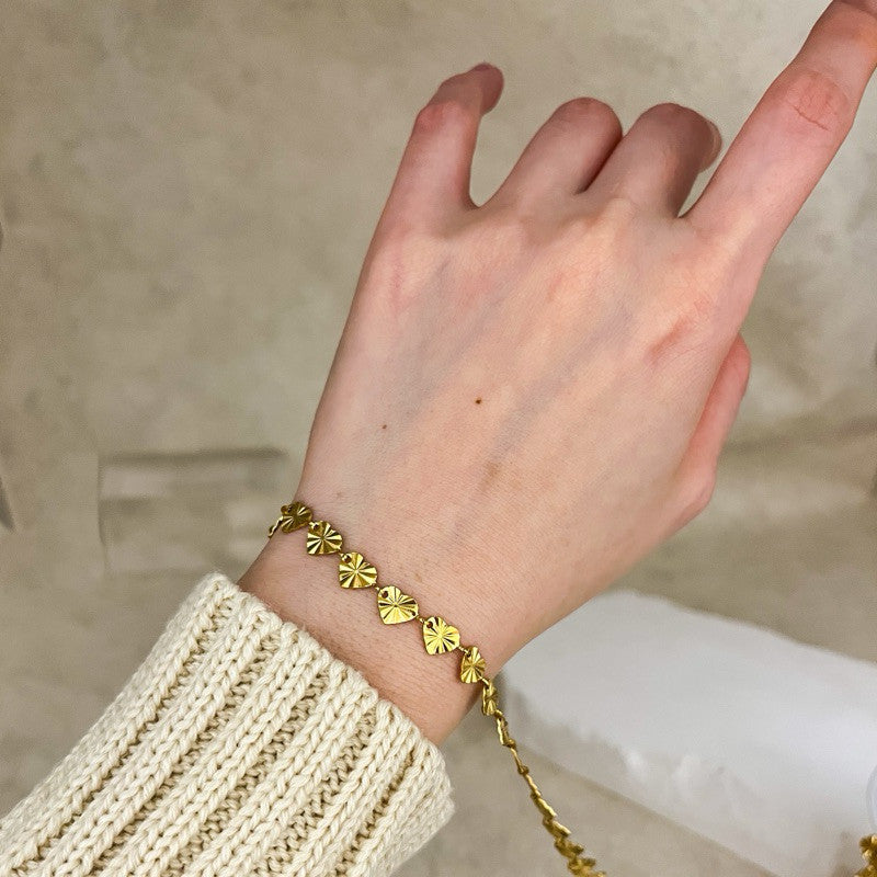 Stainless steel love chain 50cm/ gold heart shape chain