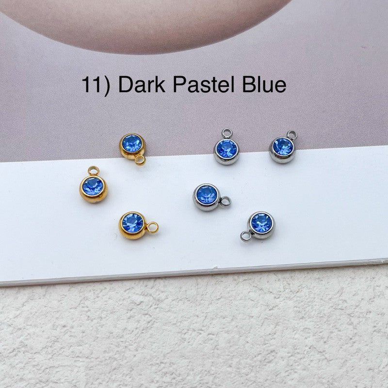 Stainless steel birthstone zirconia pendant 1 pc