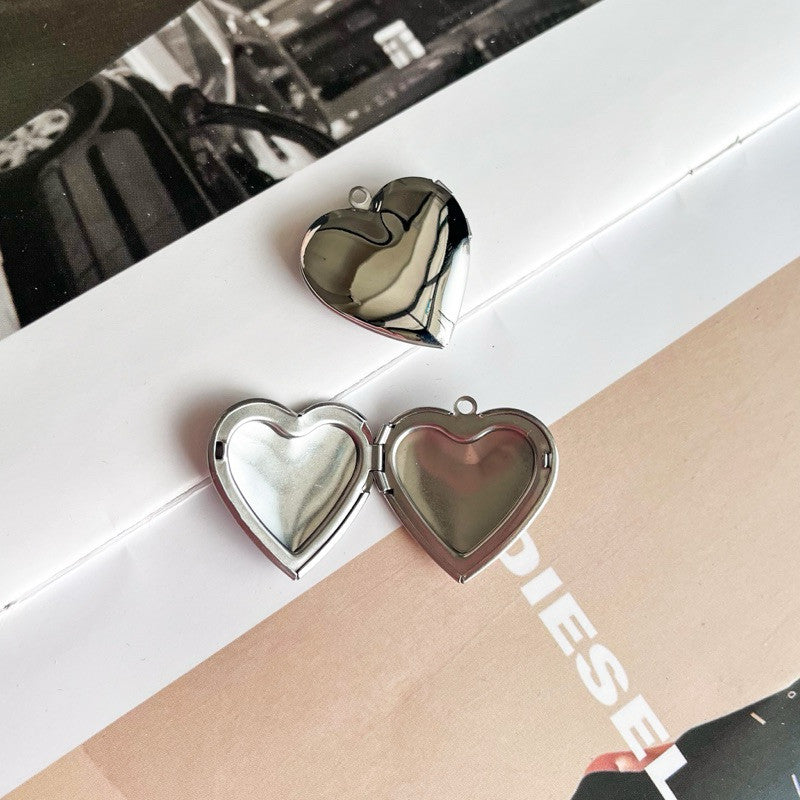 Stainless steel love locket pendant/ steel colour love pendant for diy jewellery