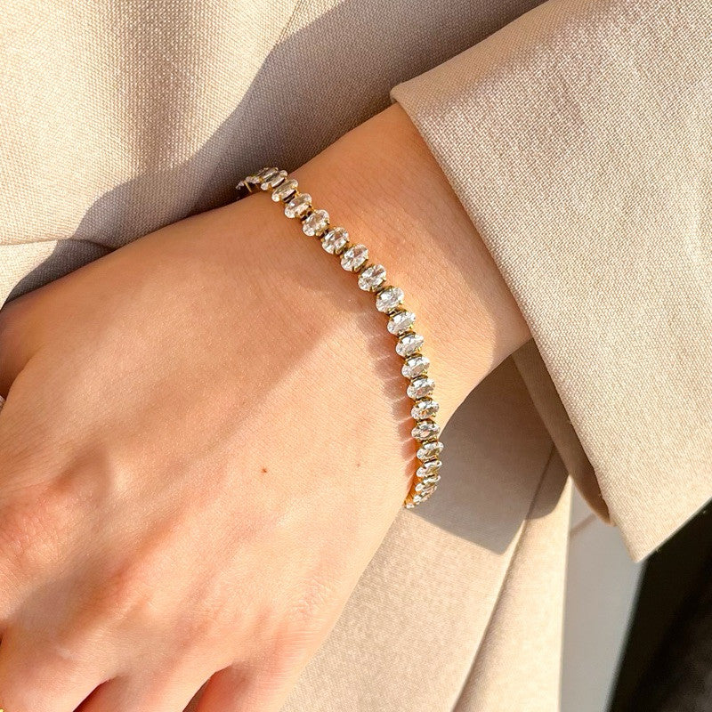 [Tarnish resistant] Stainless steel gold bracelet 1pc - love/ zirconia/ butterfly/ teniss chain design